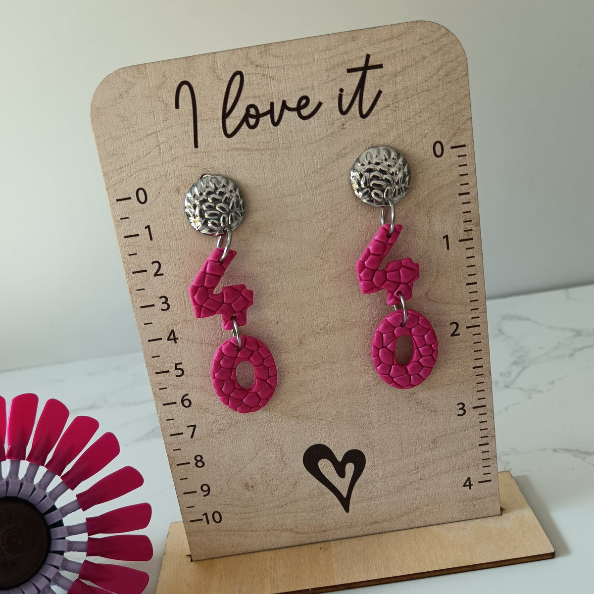 40th Birthday Hot Pink Dangle Stud Earrings