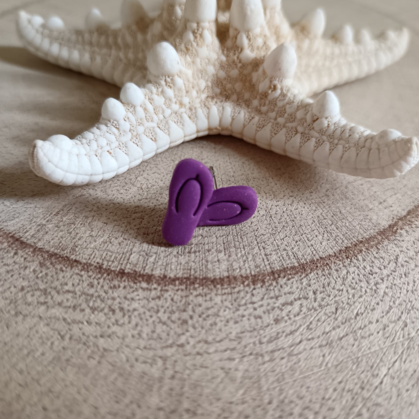 Micro Flip Flop Purple Pink Shimmer Stud Earrings