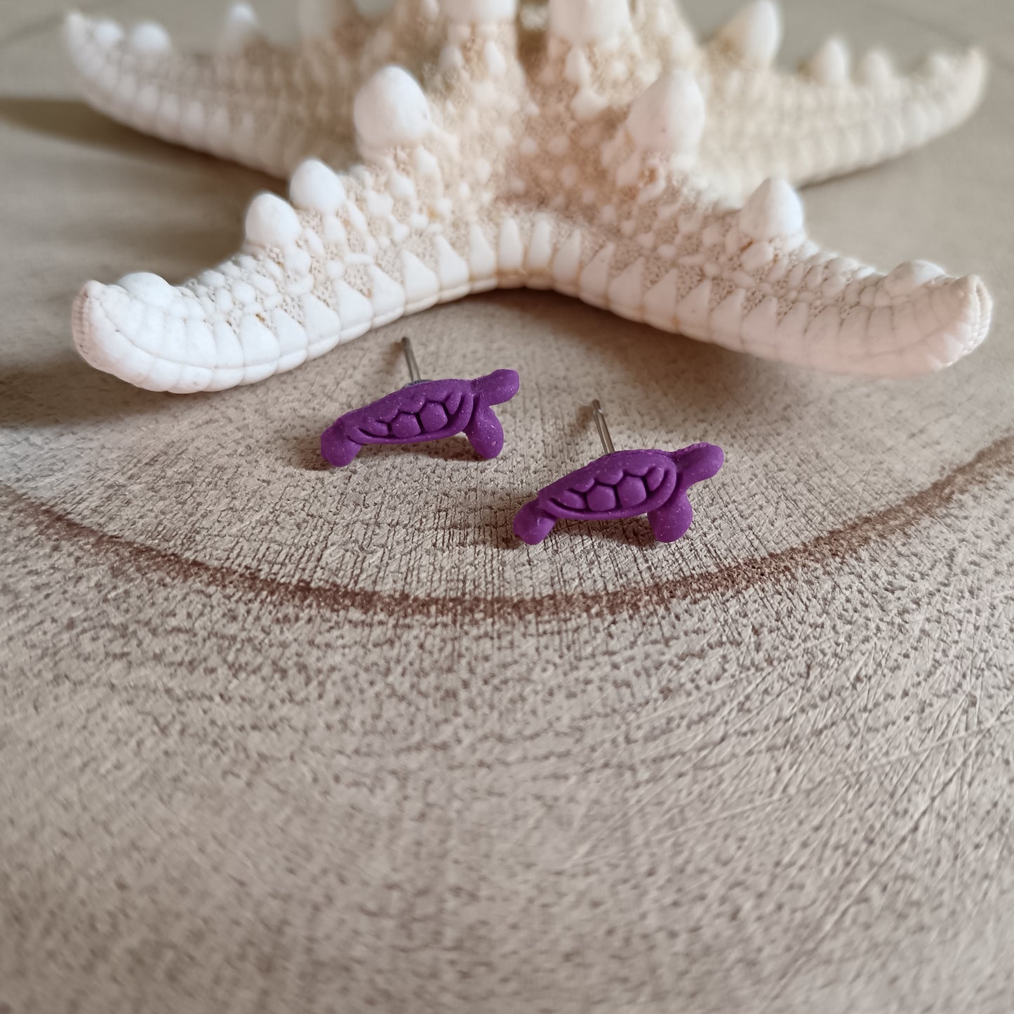 Micro Turtle Purple Pink Shimmer Stud Earrings