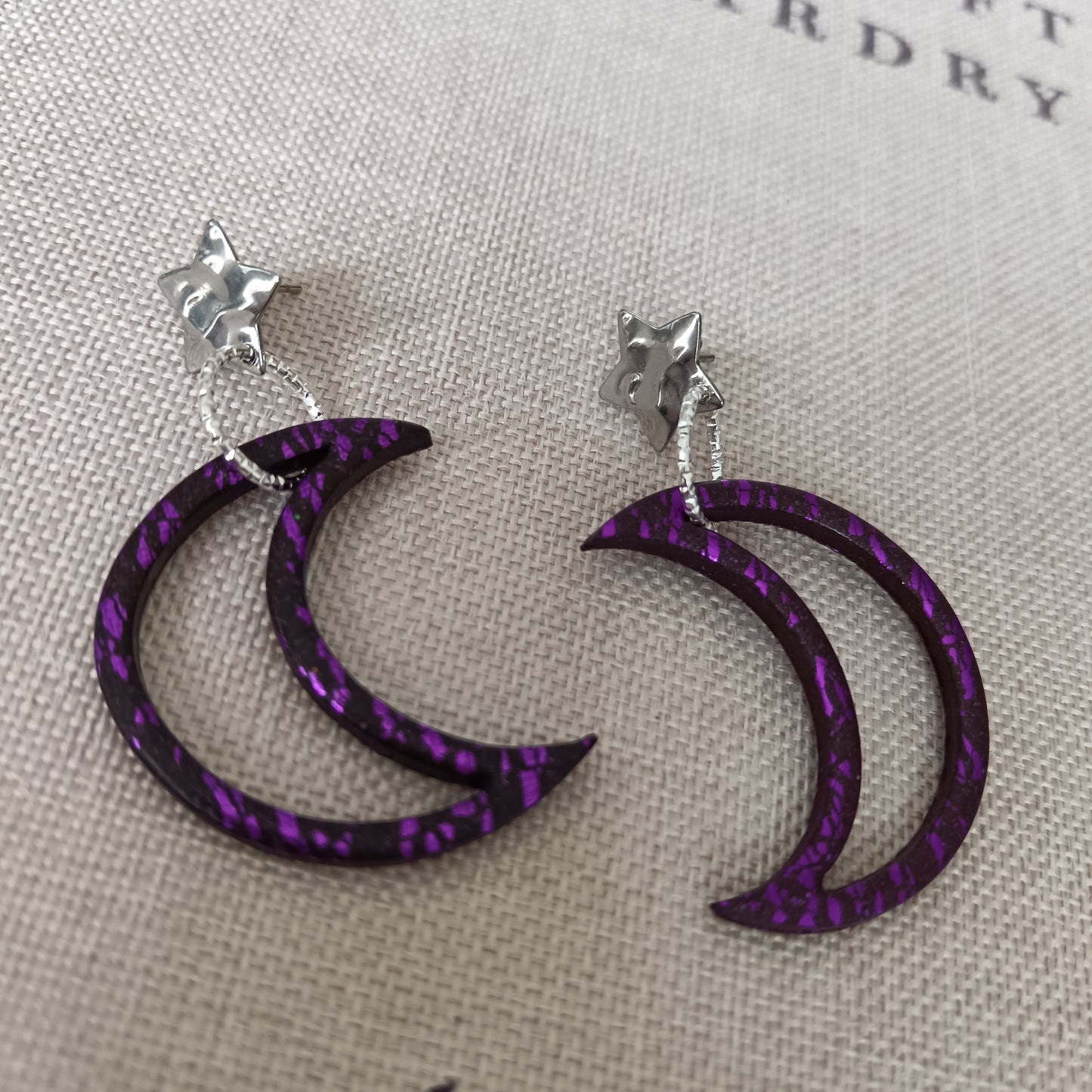 Purple Moon Large Star Stud Earrings