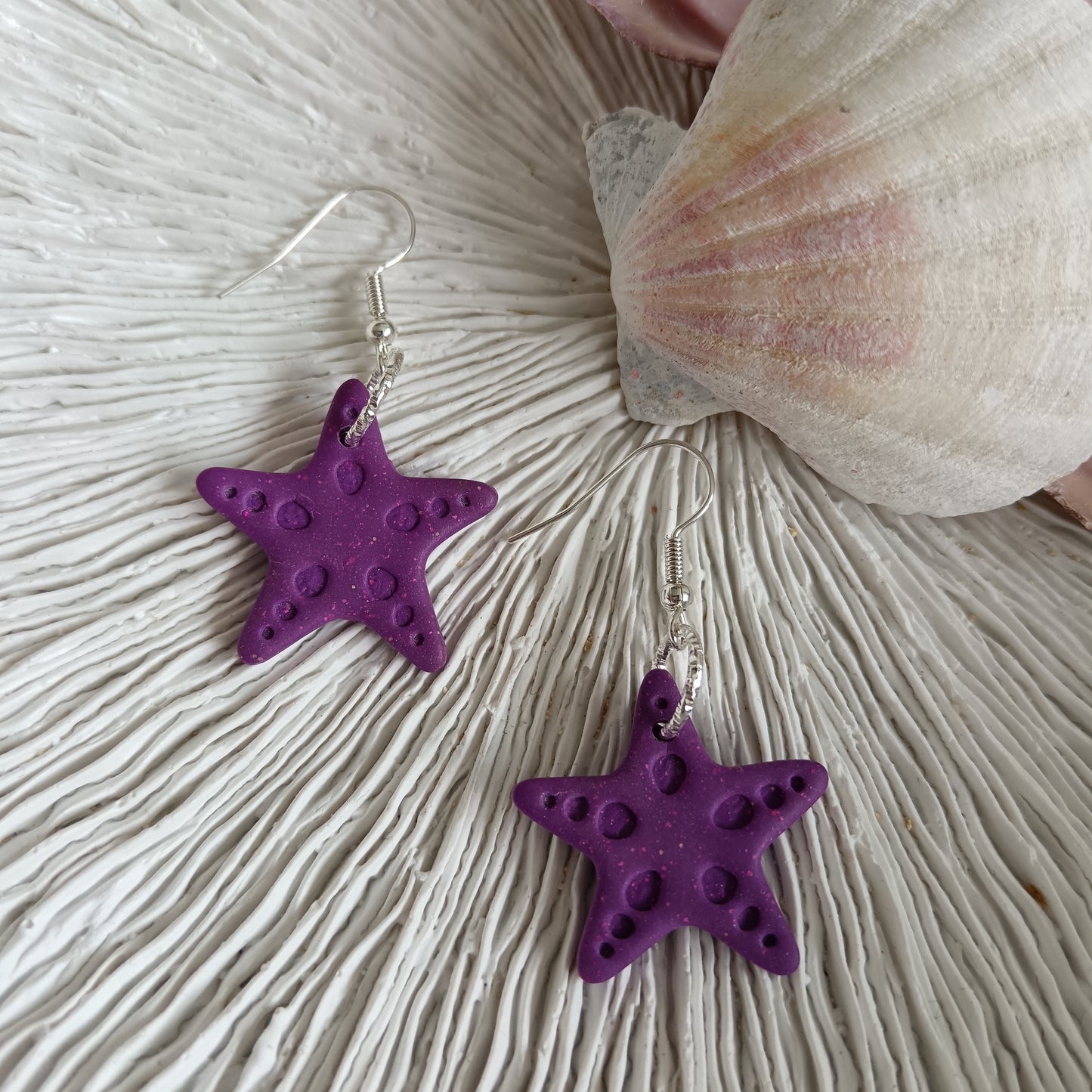 Starfish Purple Hook Earrings