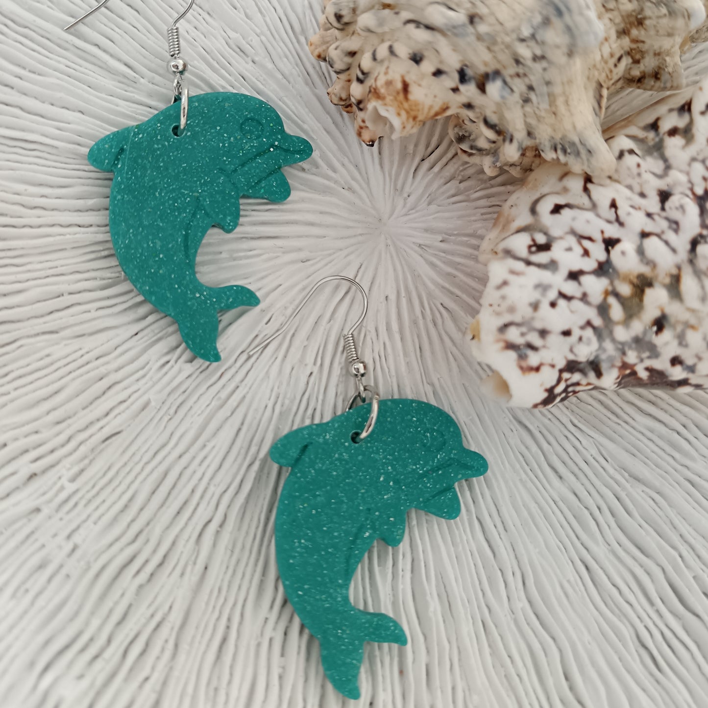 Dolphin Turquoise & Silver Hook Earrings