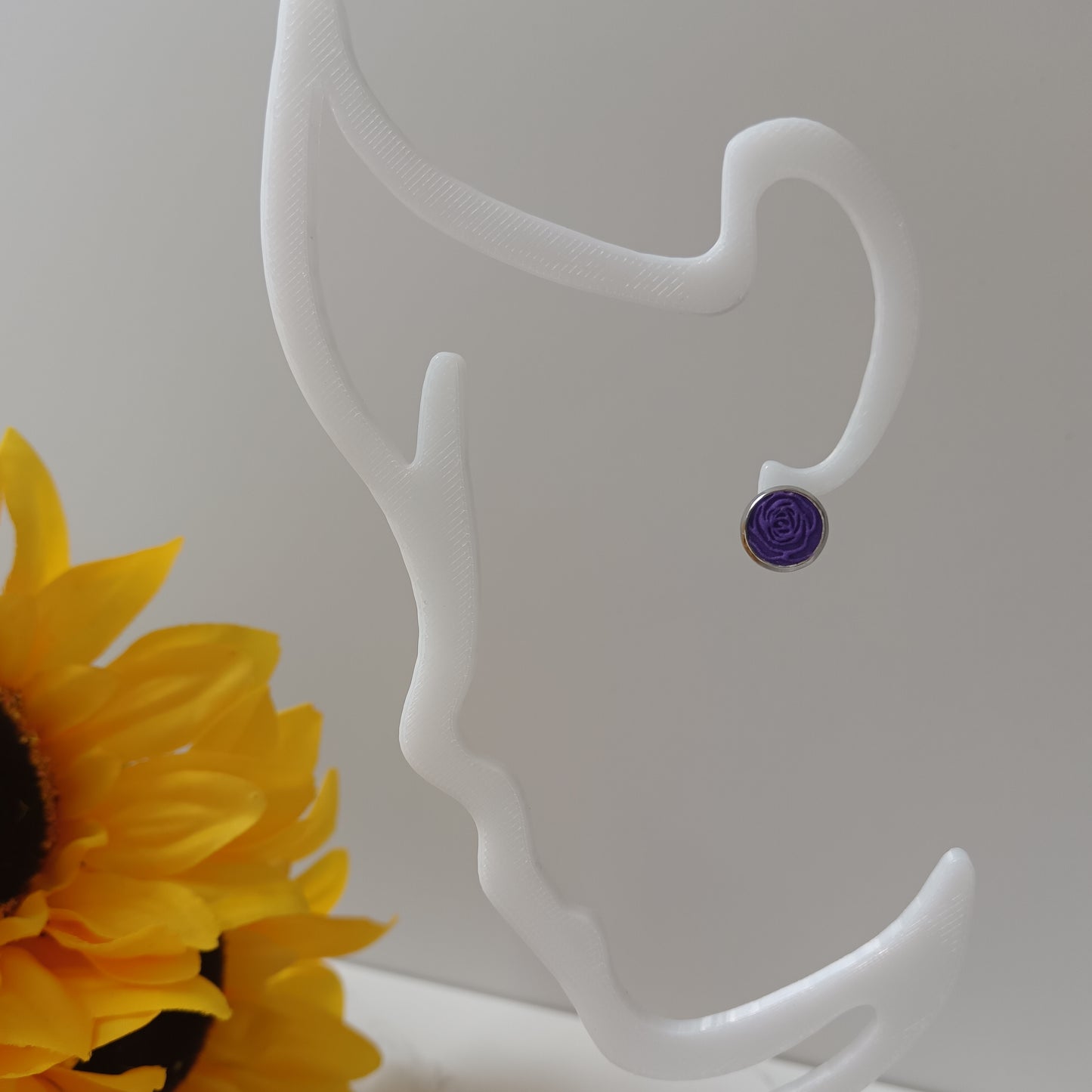 Deep Purple Rose Bezel Stud Earrings