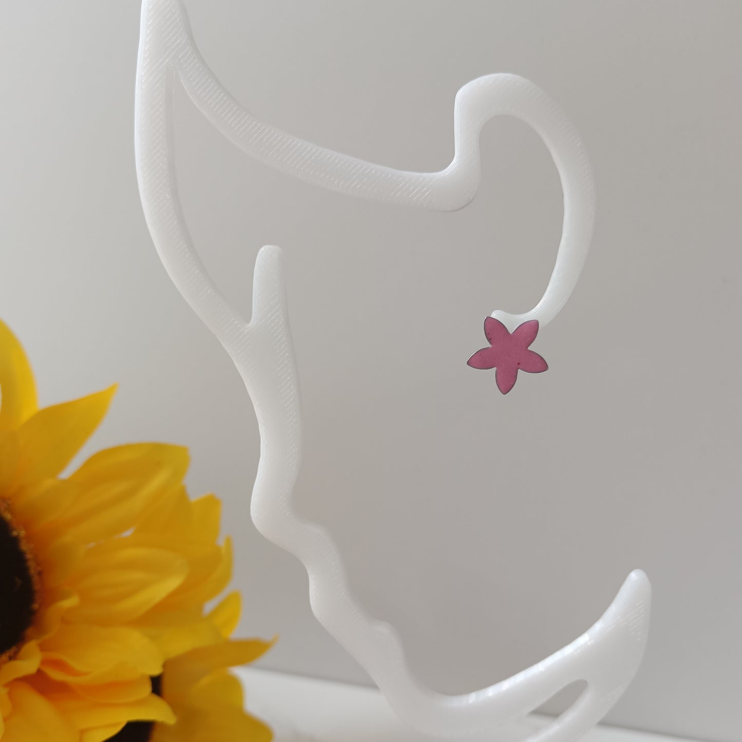 Hot Pink Flower Bezel Stud Earrings