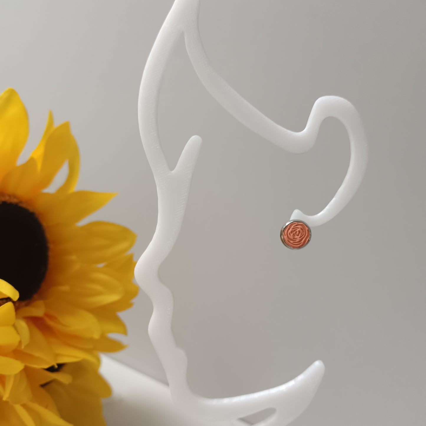 Orange Rose Bezel Stud Earrings