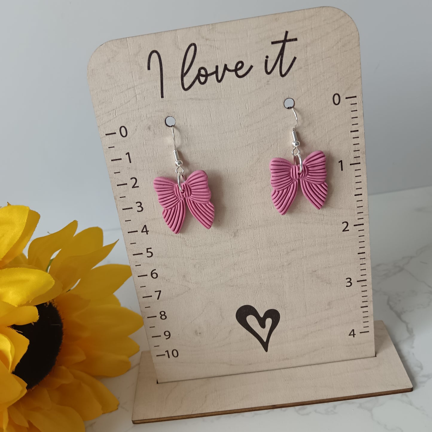 Hot Pink Bow Hook Earrings