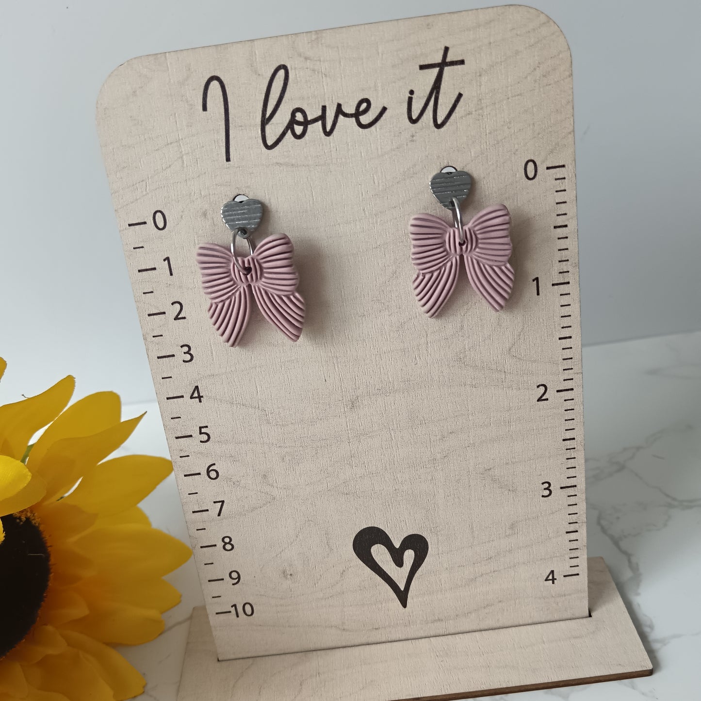 Baby Pink Bow Dangle Stud Earrings