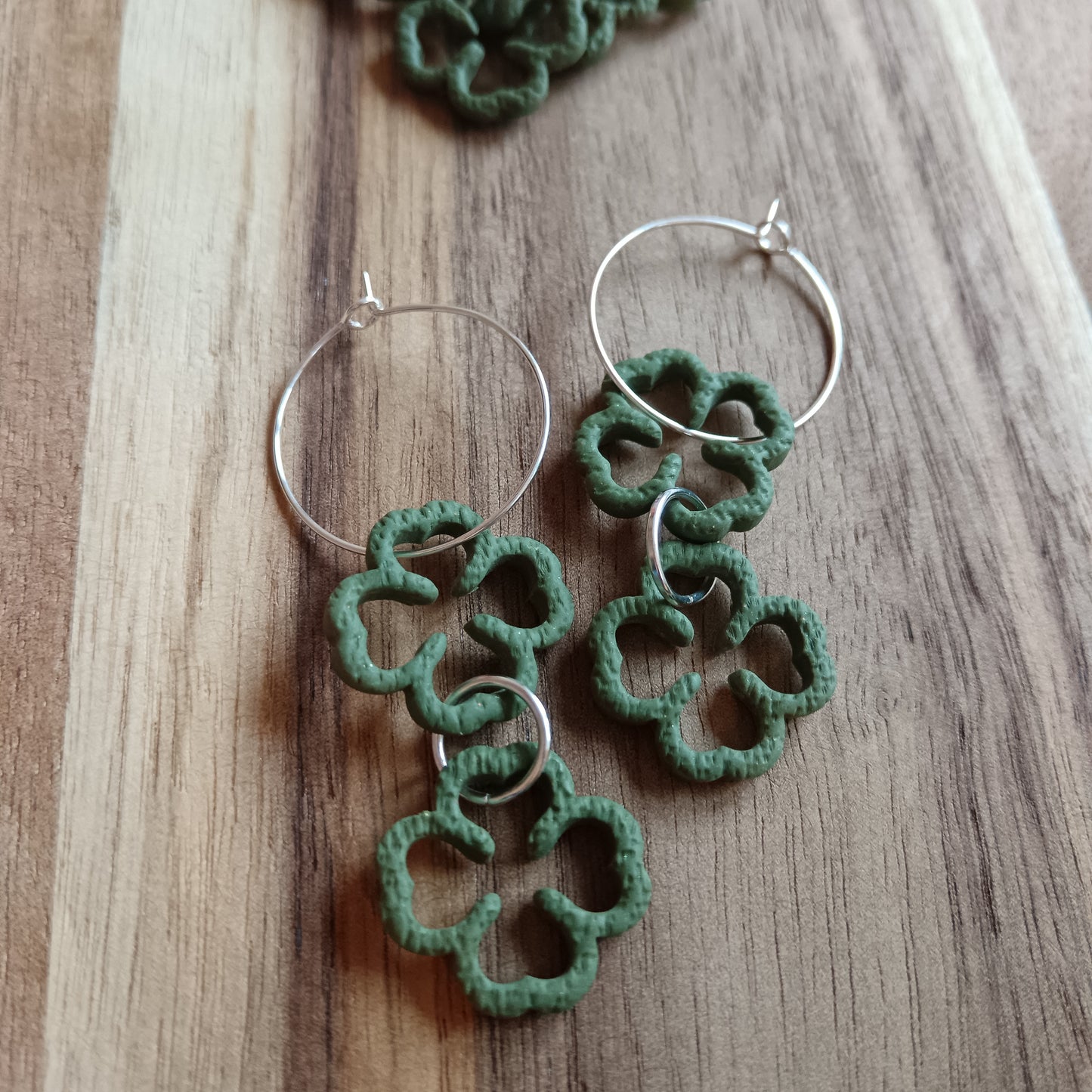 Clover Dangle Hoop Earrings