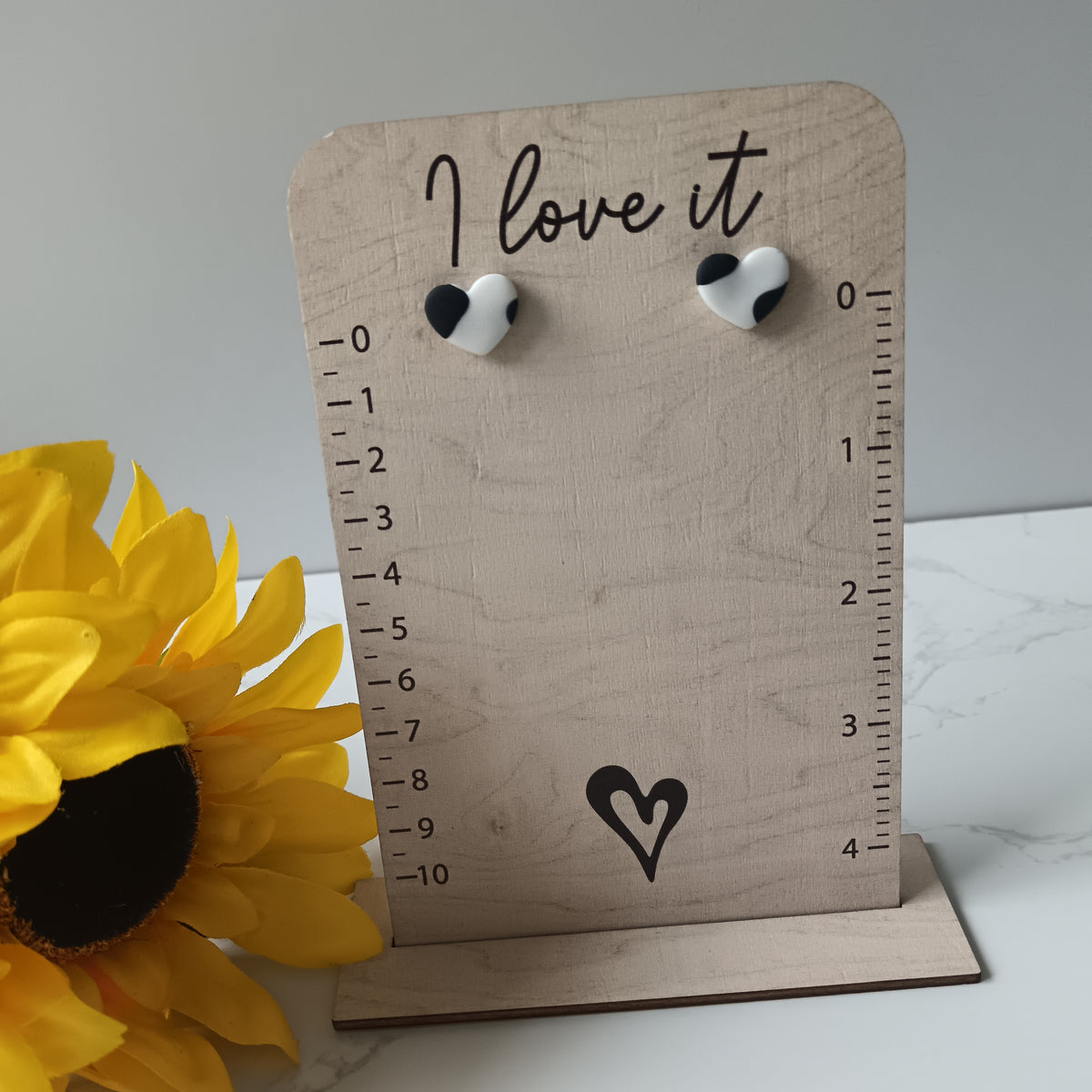 Cow Print Heart Stud Earrings