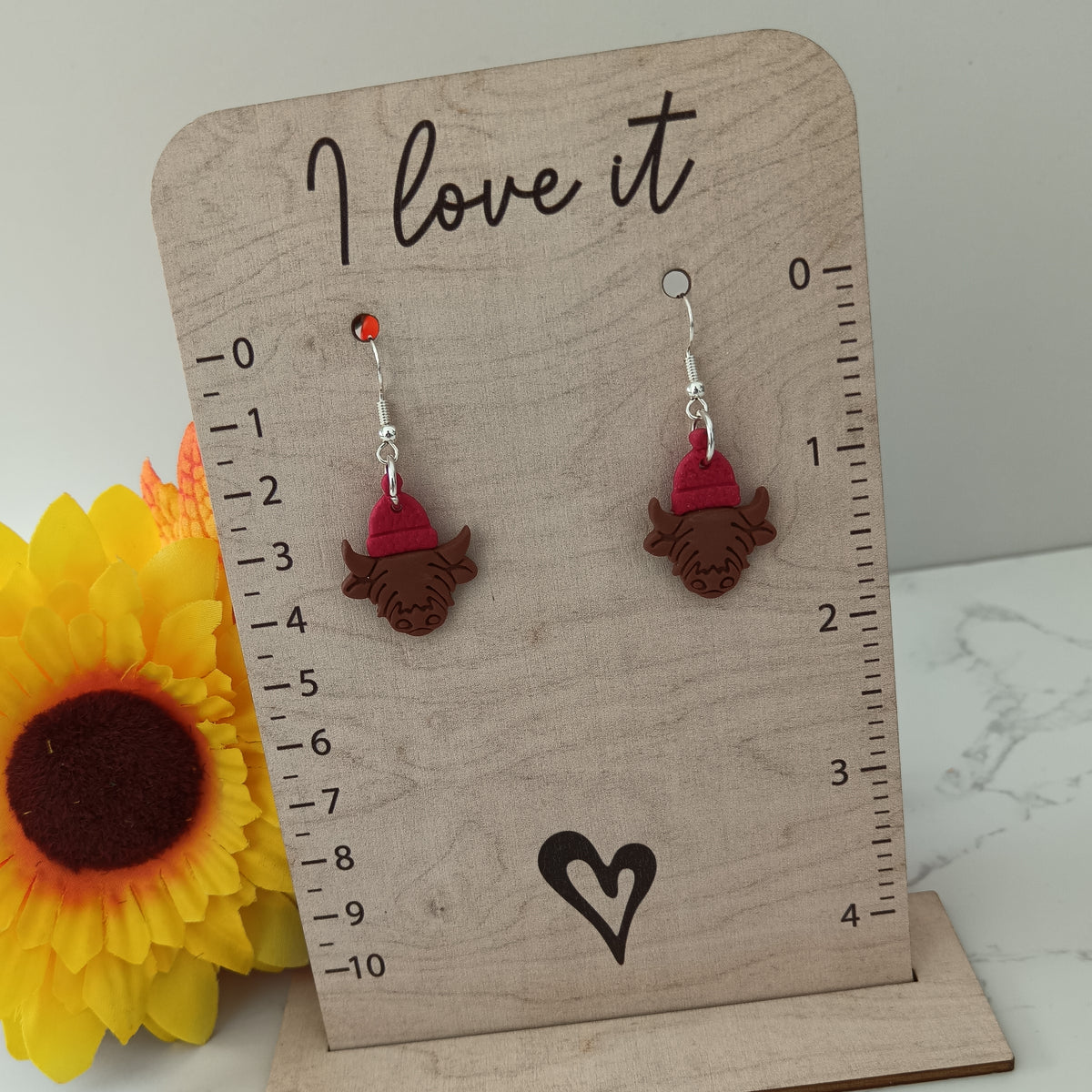 Autumn Highland Cow Hook Earrings