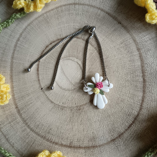 Floral Cross Slider Bracelet