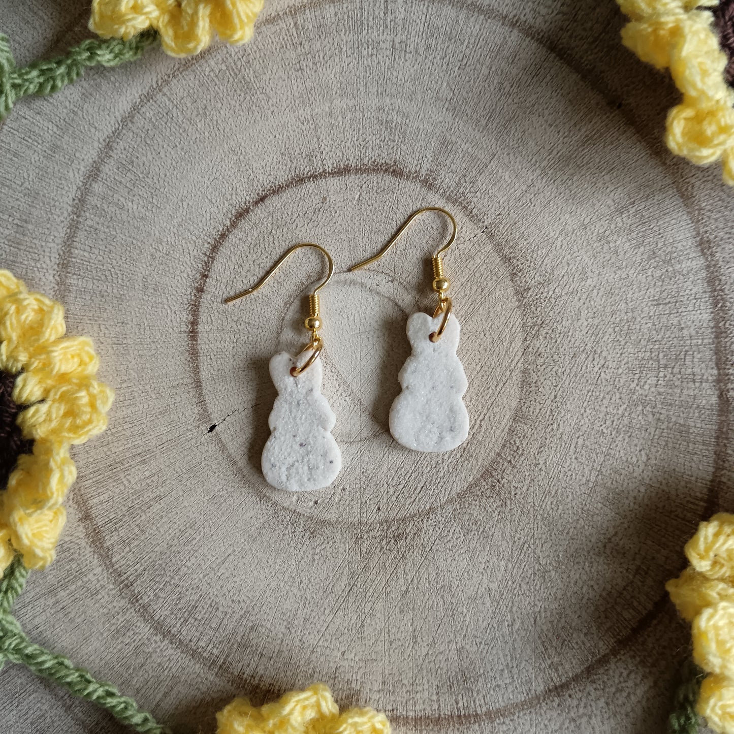 Easter Bunny Biscuit Dangle Hook Earrings