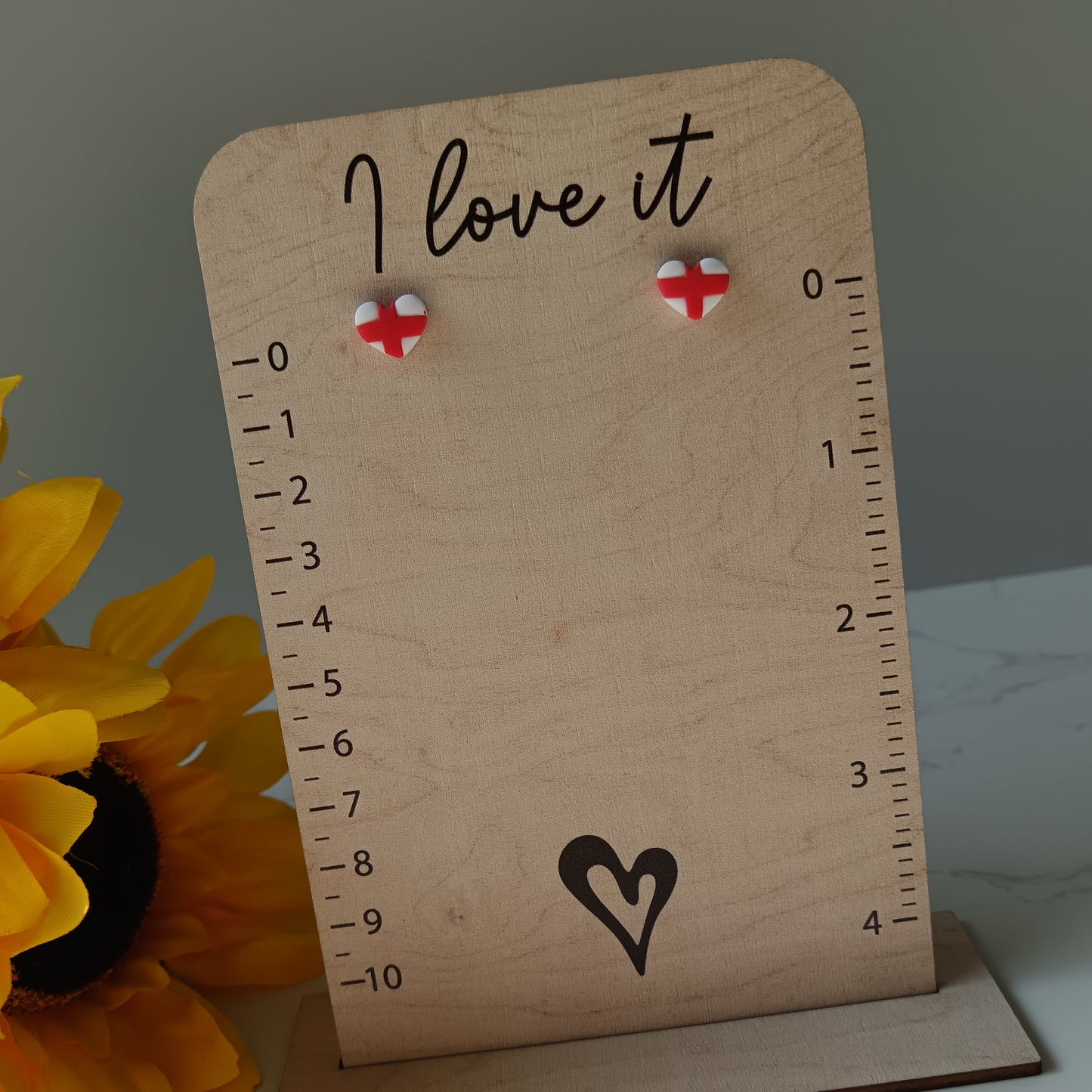 England Heart Stud Earrings