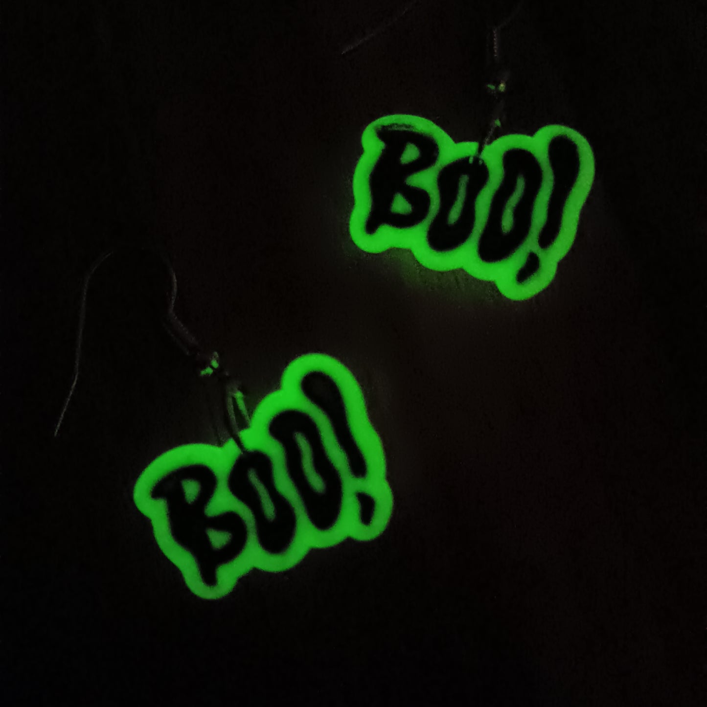 Glow In The Dark BOO Hook Earrings