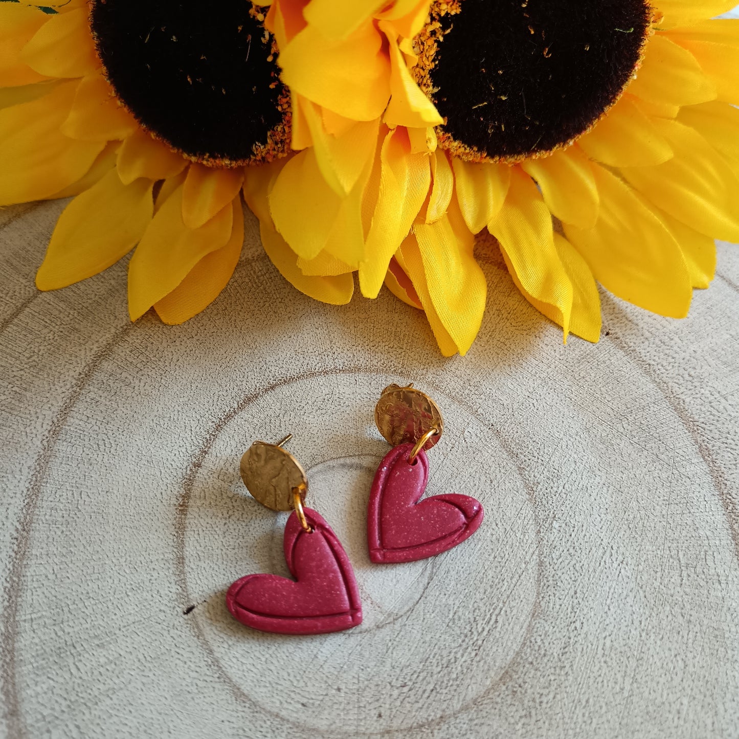 Abstract Heart Red Stud Earrings
