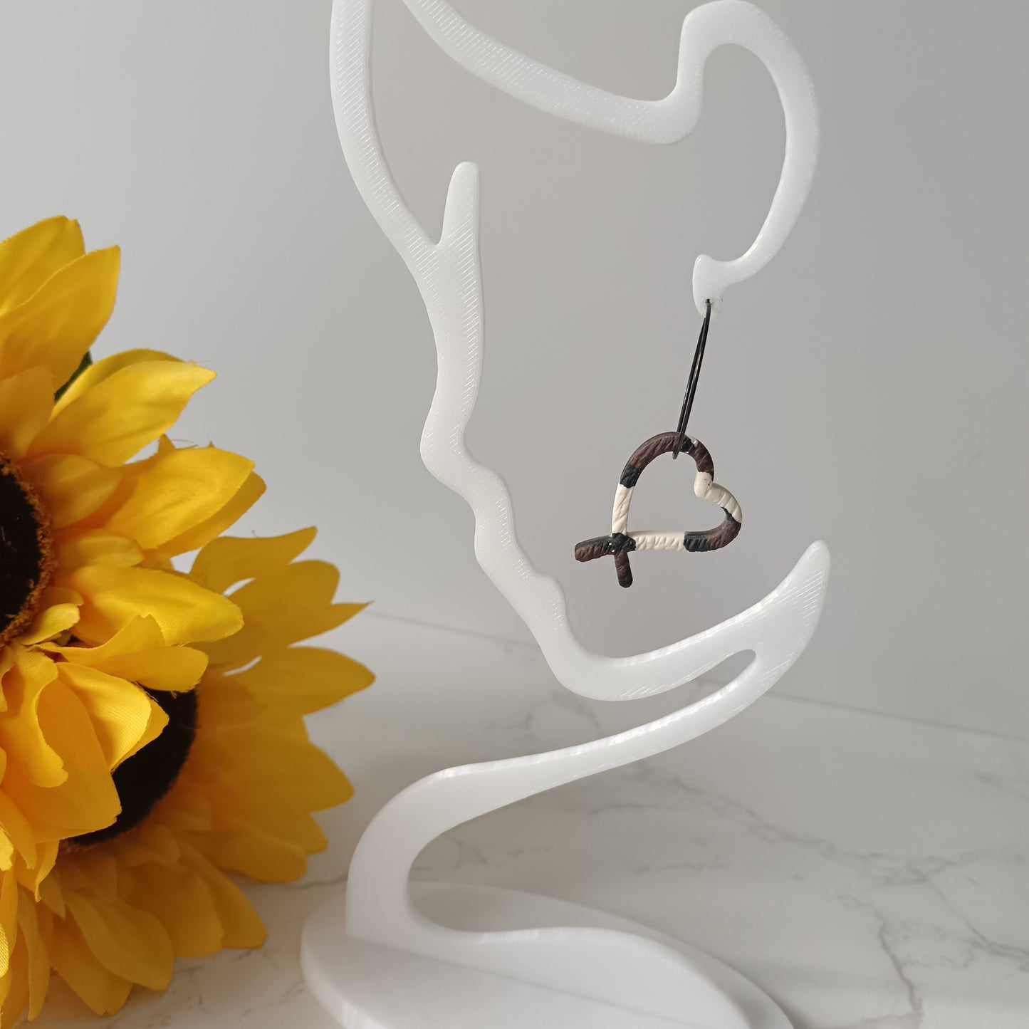 Leopard Print X Heart Hoop Earrings