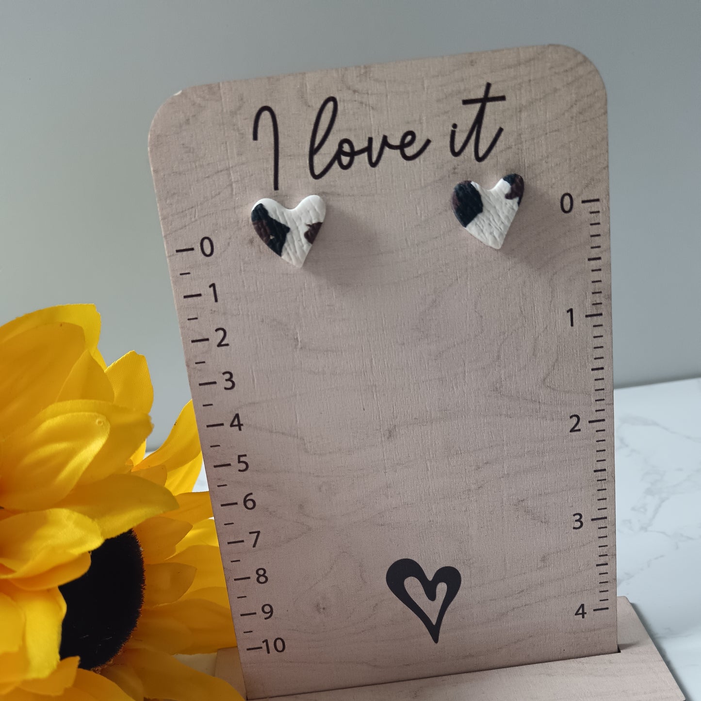 Leopard Print Heart Stud Earrings