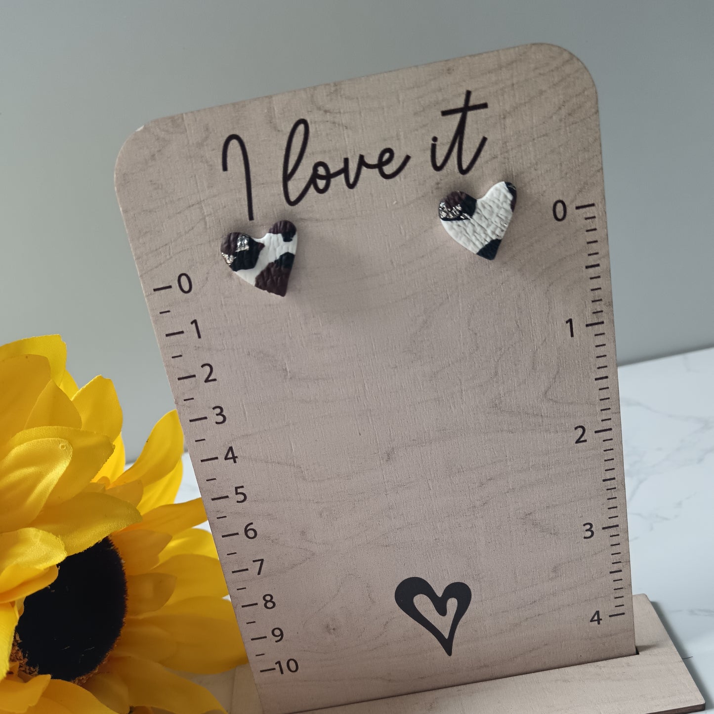 Leopard Print Heart Stud Earrings
