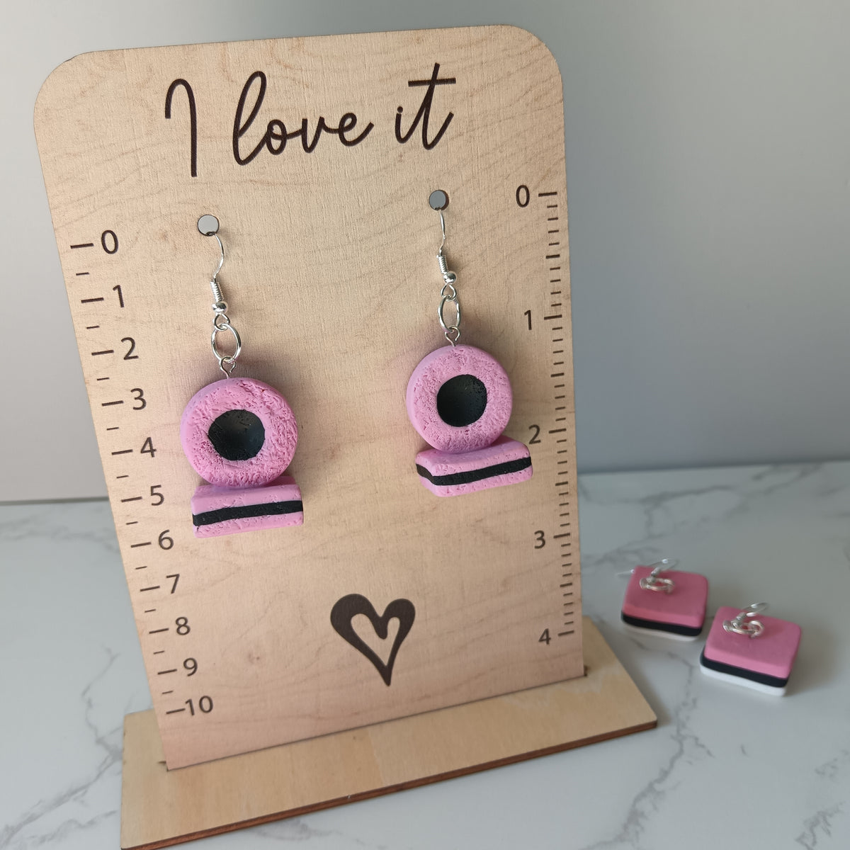 Liquorice Allsorts Pink Coconut Roll & Sandwich Hook Earrings