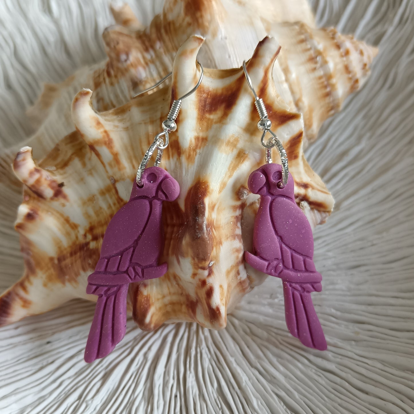 Parrot Pink & Purple Hook Earrings