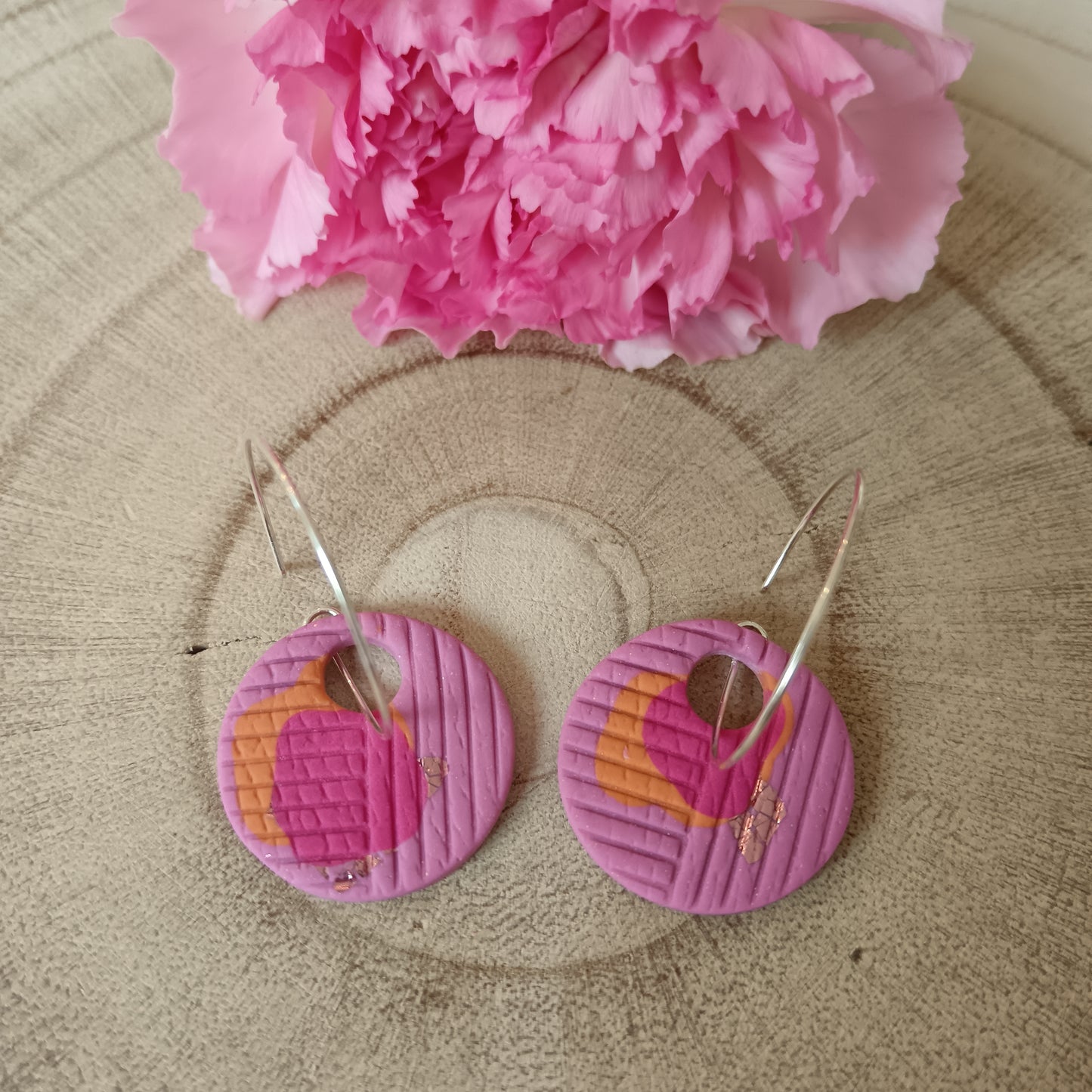 Pink Patterned Bexley Circle Hoop Earrings