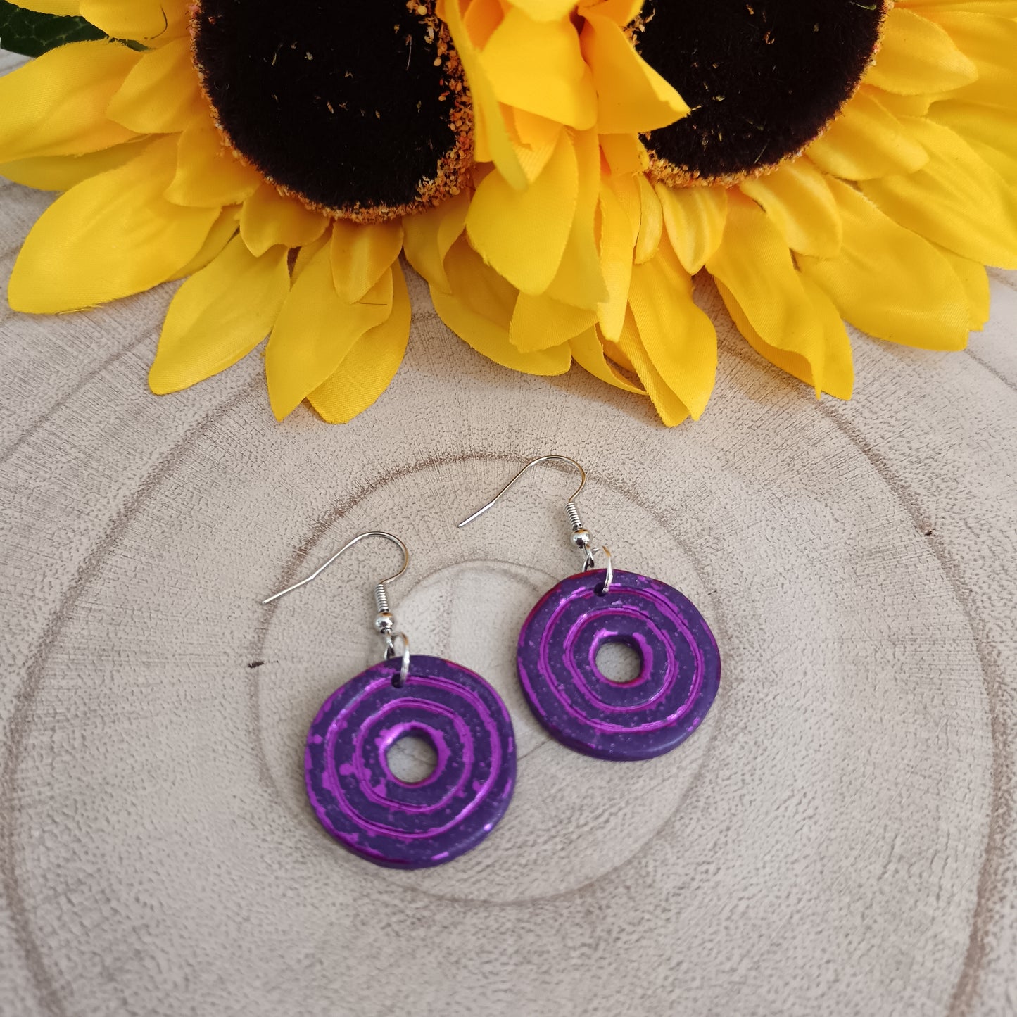 Retro Circle Purple Hook Earrings