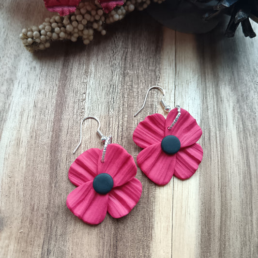 Poppy Silver Hook Earrings