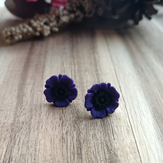 Purple Poppy Stud Earrings