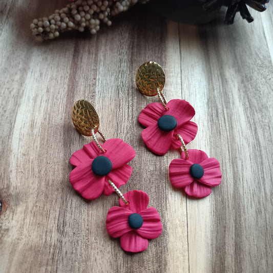 Poppy Gold Dangle Stud Earrings