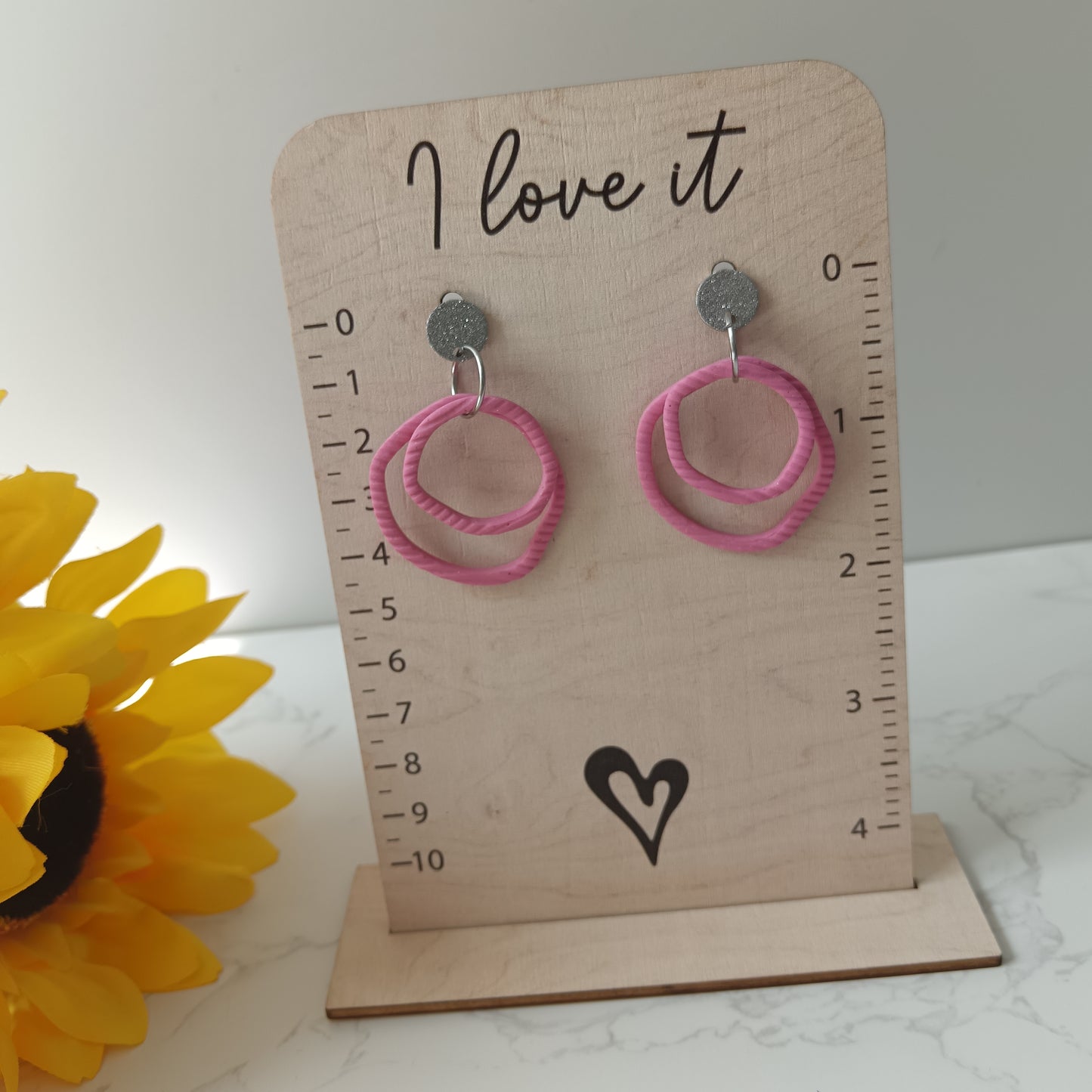 Skinny Organic Hot Pink Hoop Dangle Stud Earrings