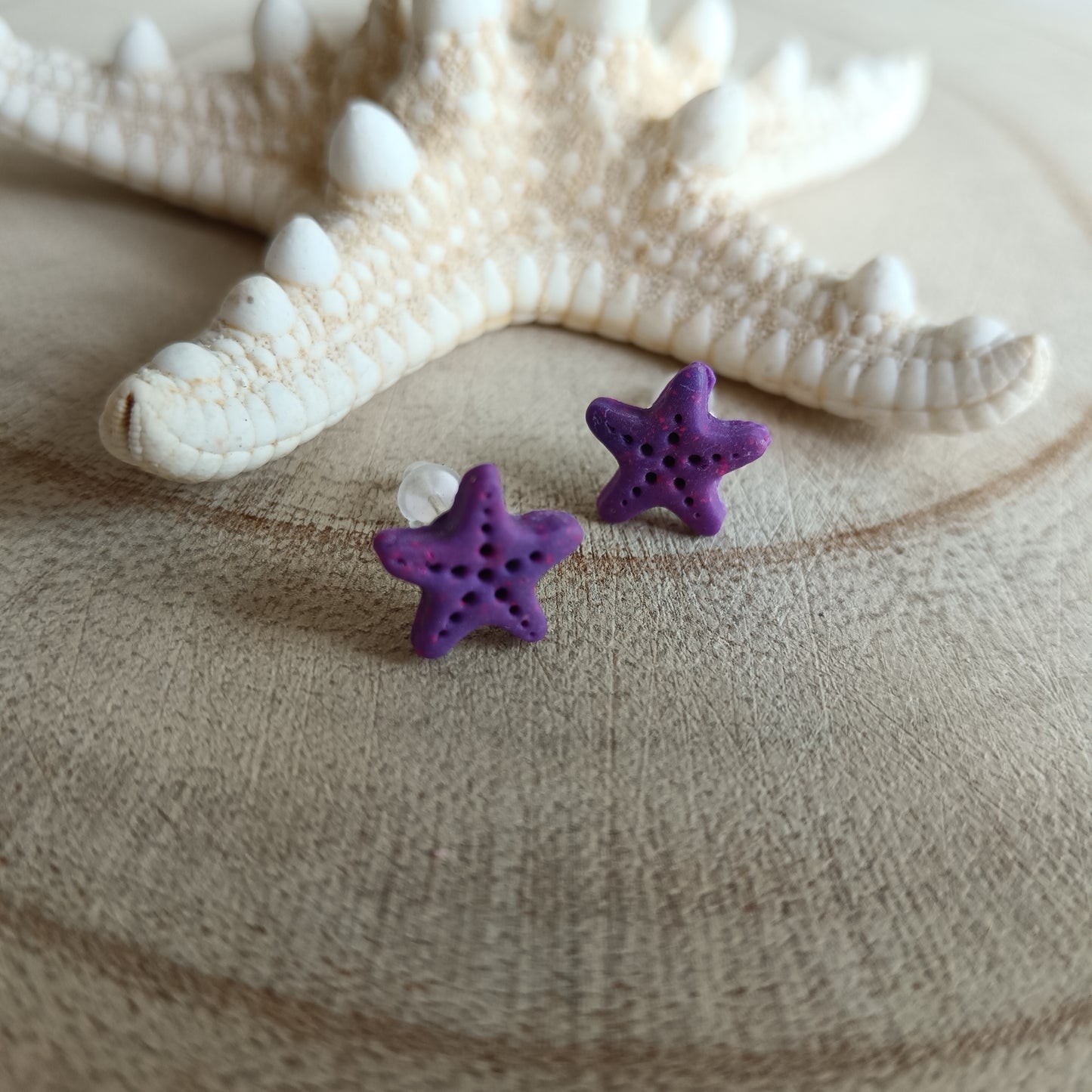 Starfish Purple Pink Shimmer Stud Earrings