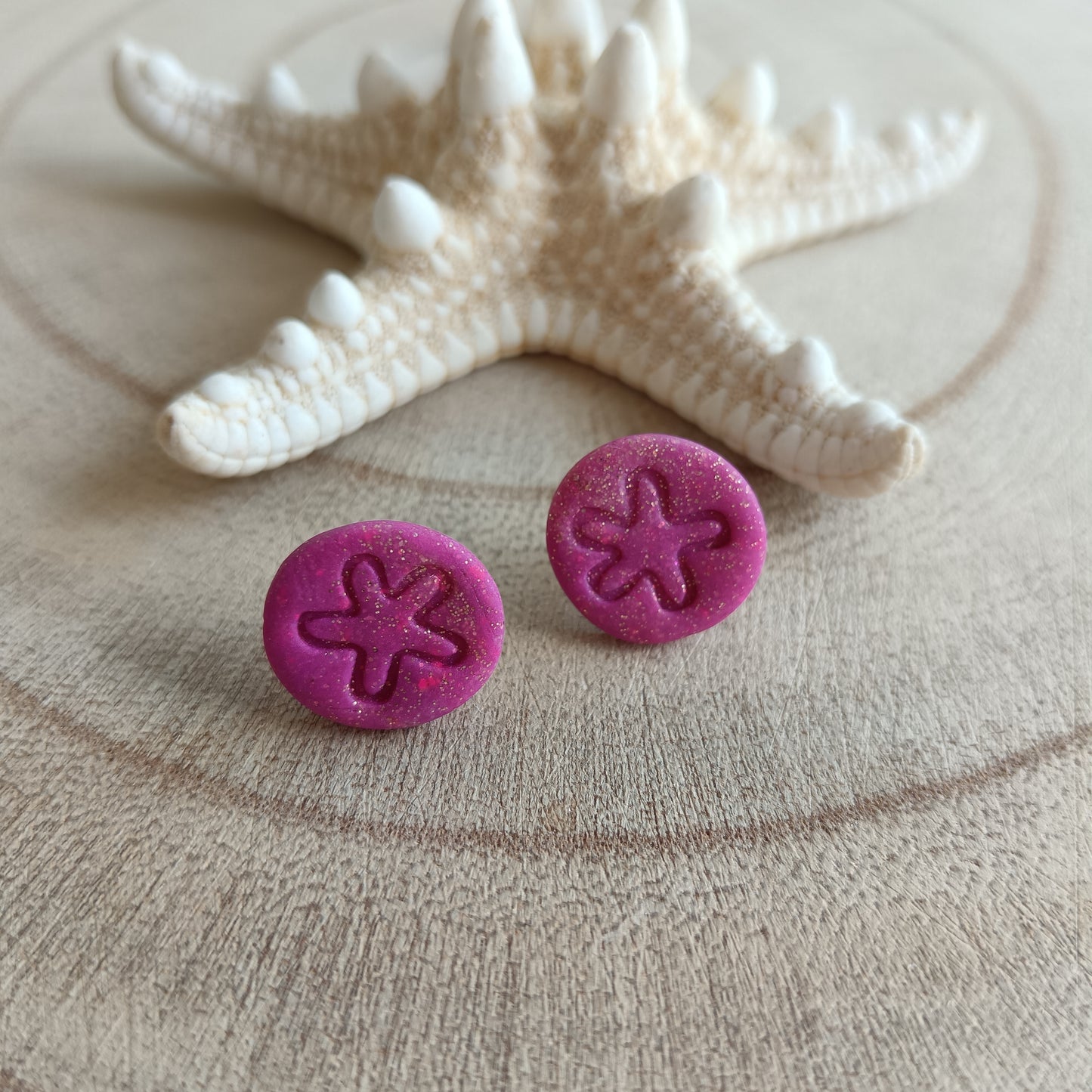 Sand Dollar Hot Pink Stud Earrings