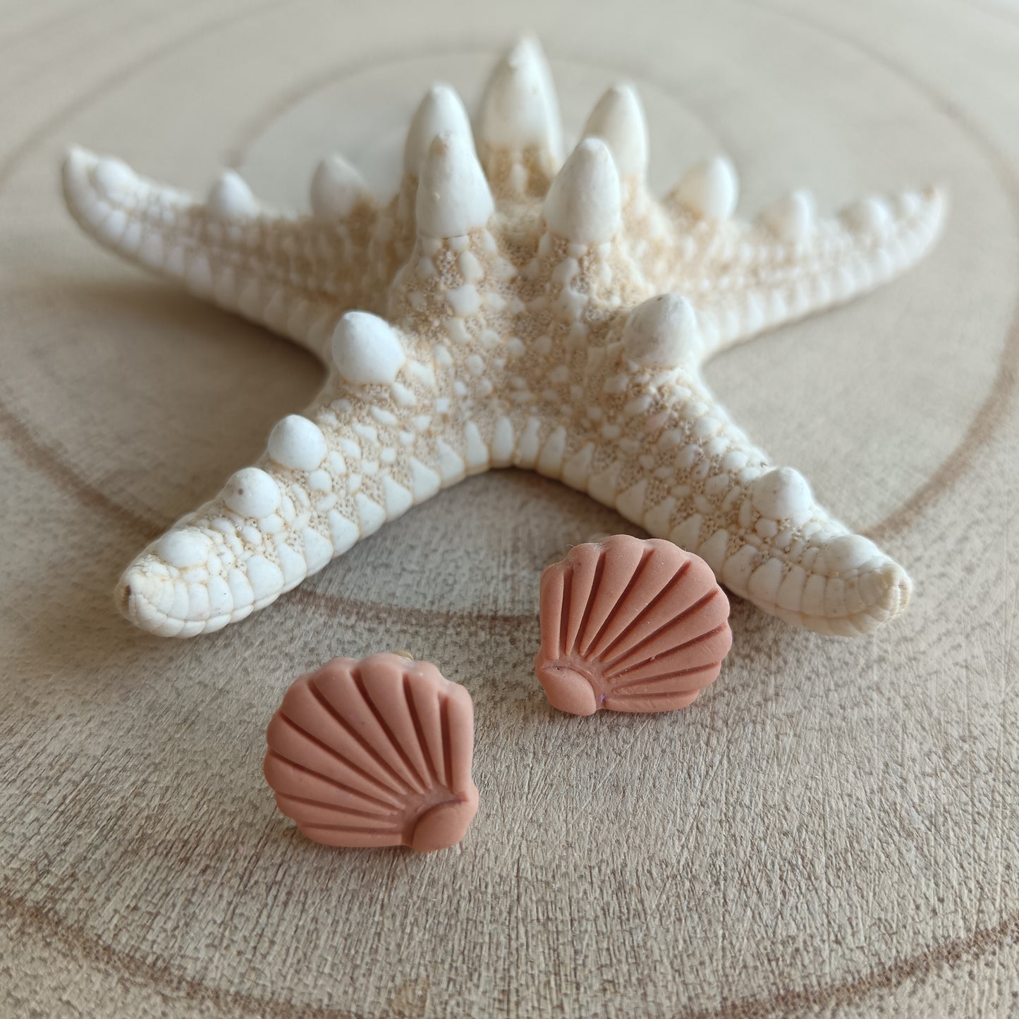 Shell Peach Orange Stud Earrings