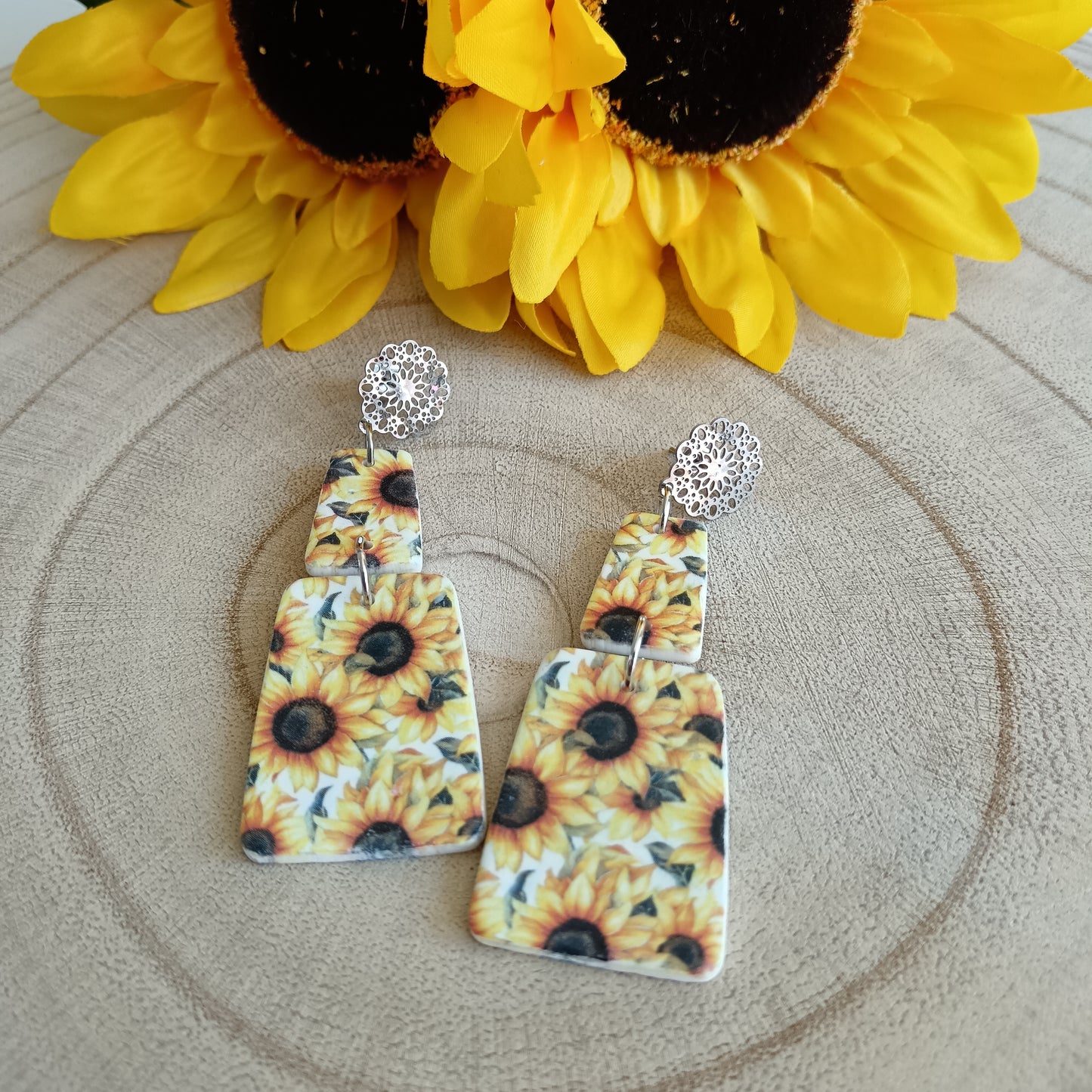 Sunflower Dangle Stud Earrings
