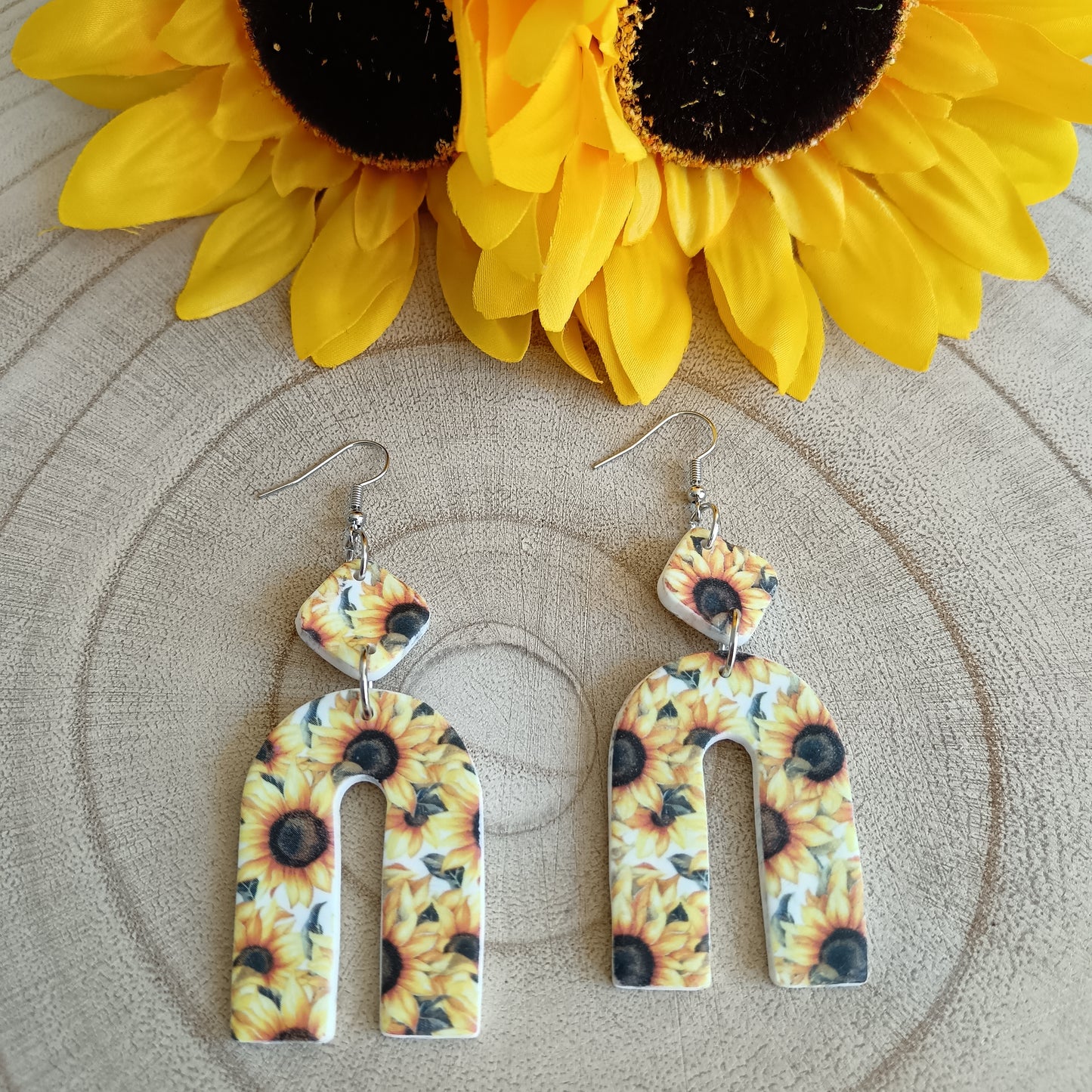 Sunflower Arch Dangle Hook Earrings