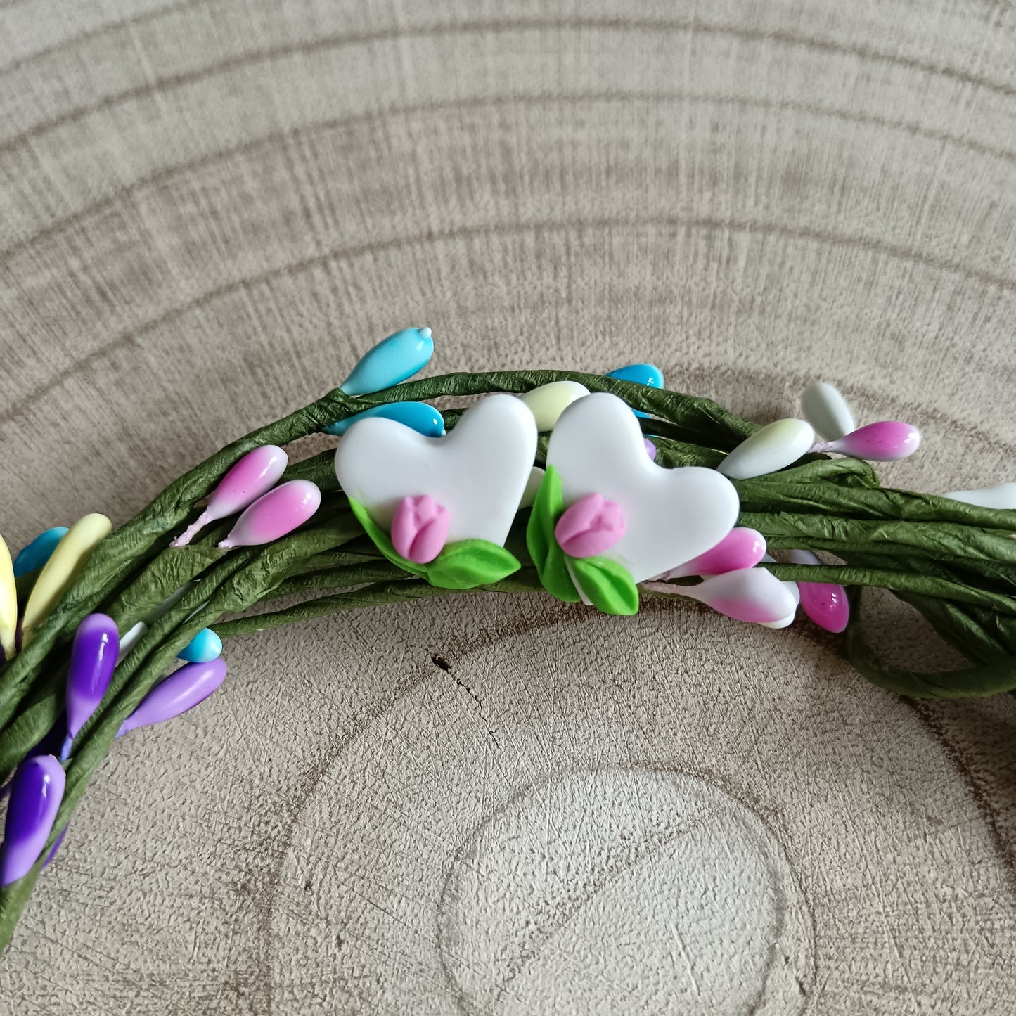 White & Pink Heart Tulip Stud Earrings