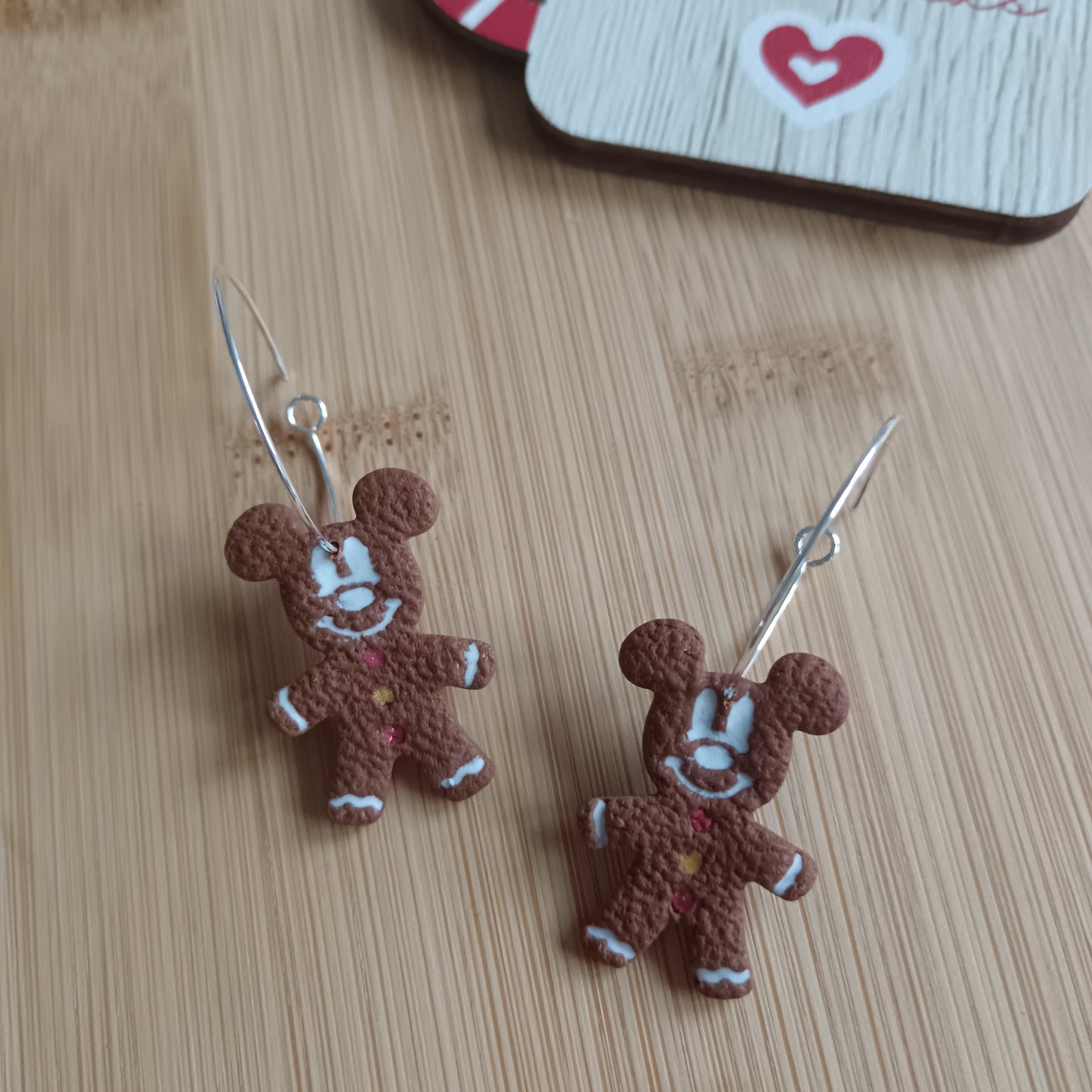 Gingerbread Mouse Hoop Earrings
