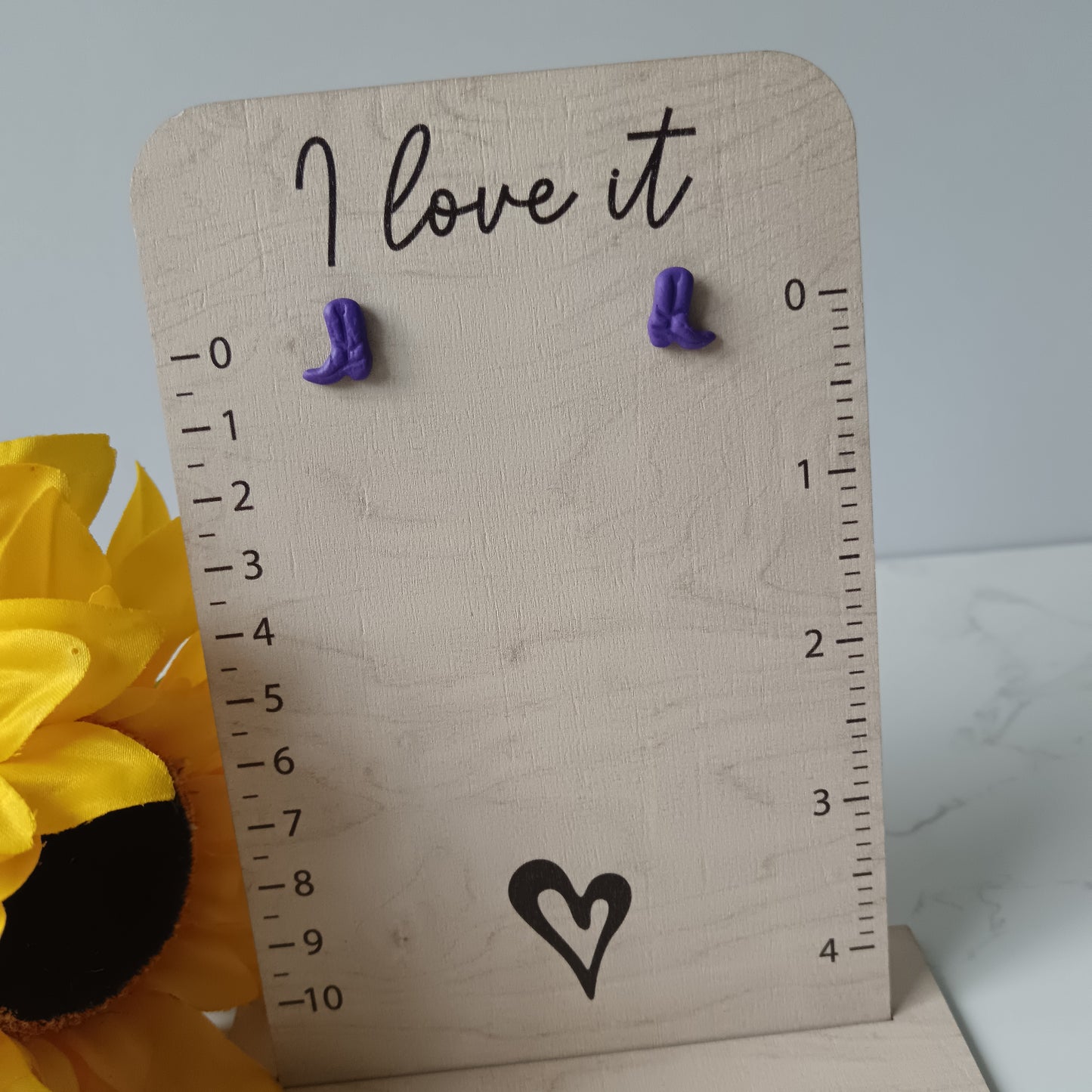 Purple Cowgirl Boot Stud Earrings