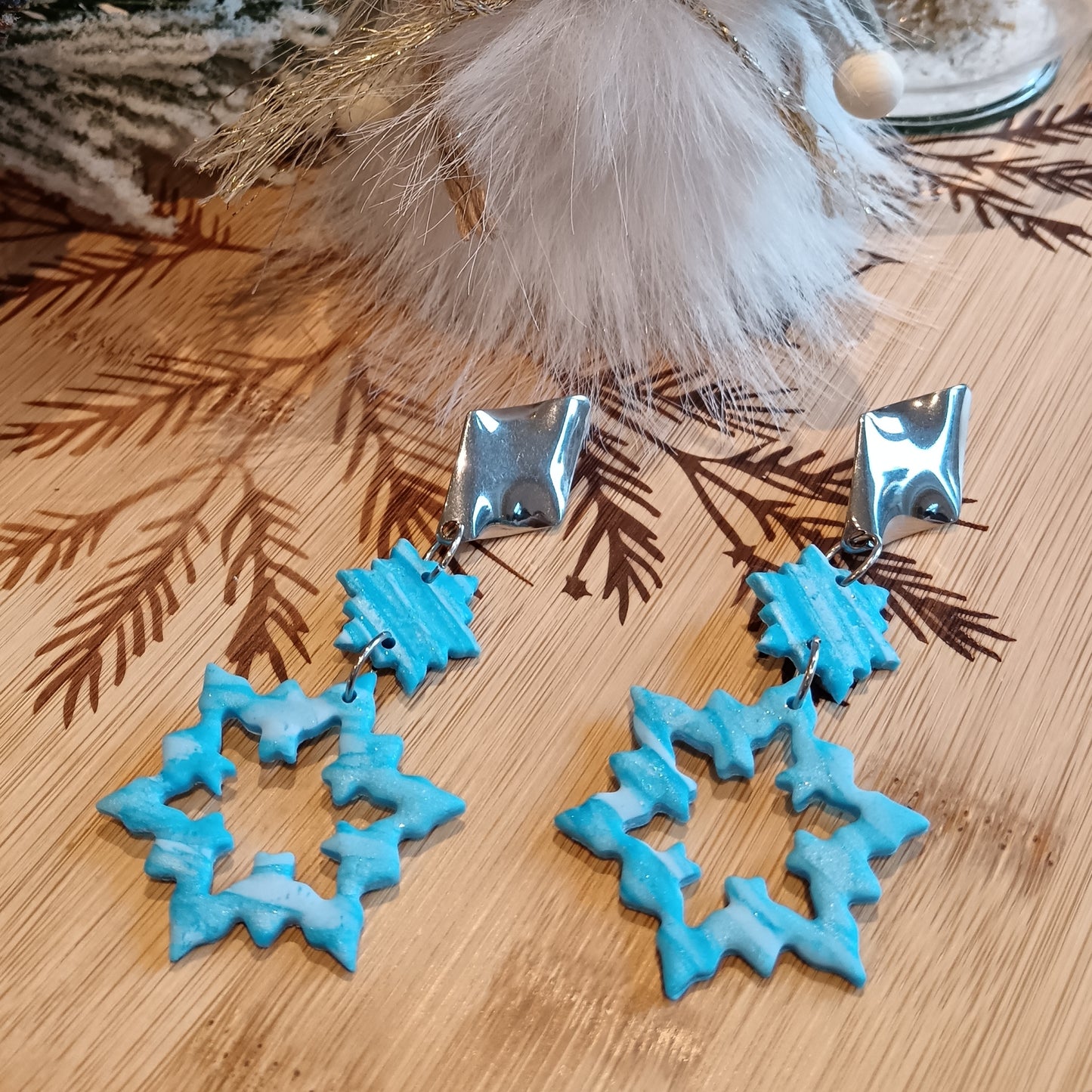 Snowflake Dangle Stud Earrings