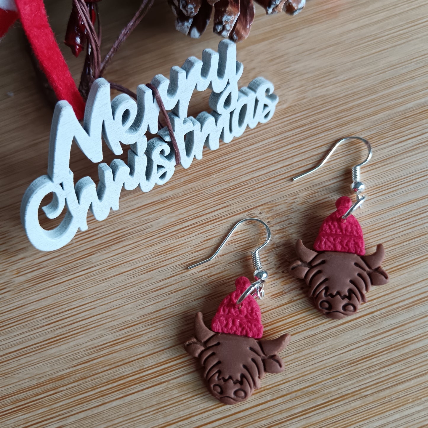 Highland Cow Hook Earrings
