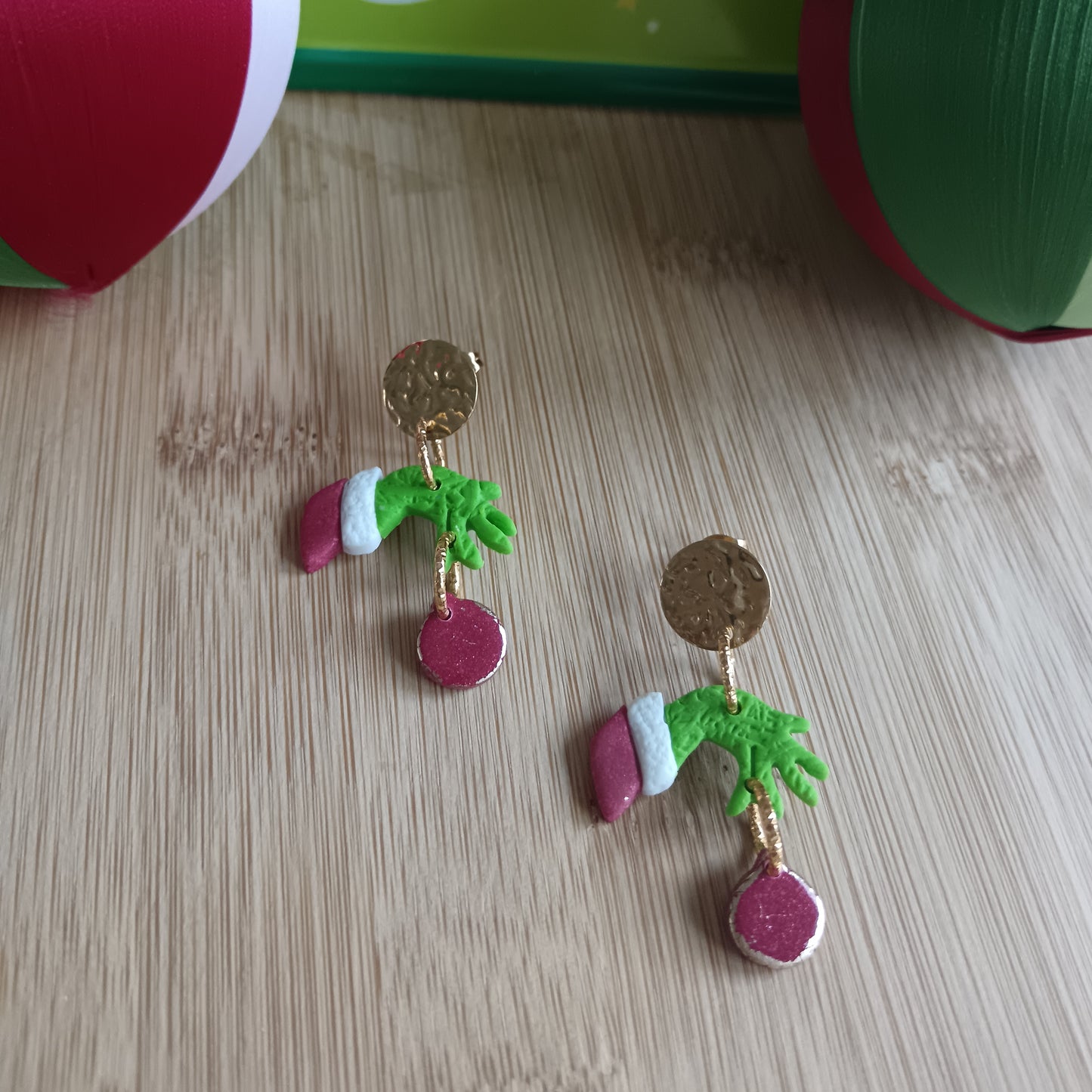 Christmas Grump Bauble Dangle Stud Earrings