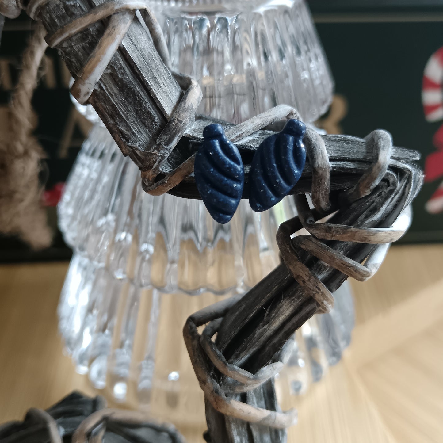 Christmas Bauble Navy & Silver Stud Earrings