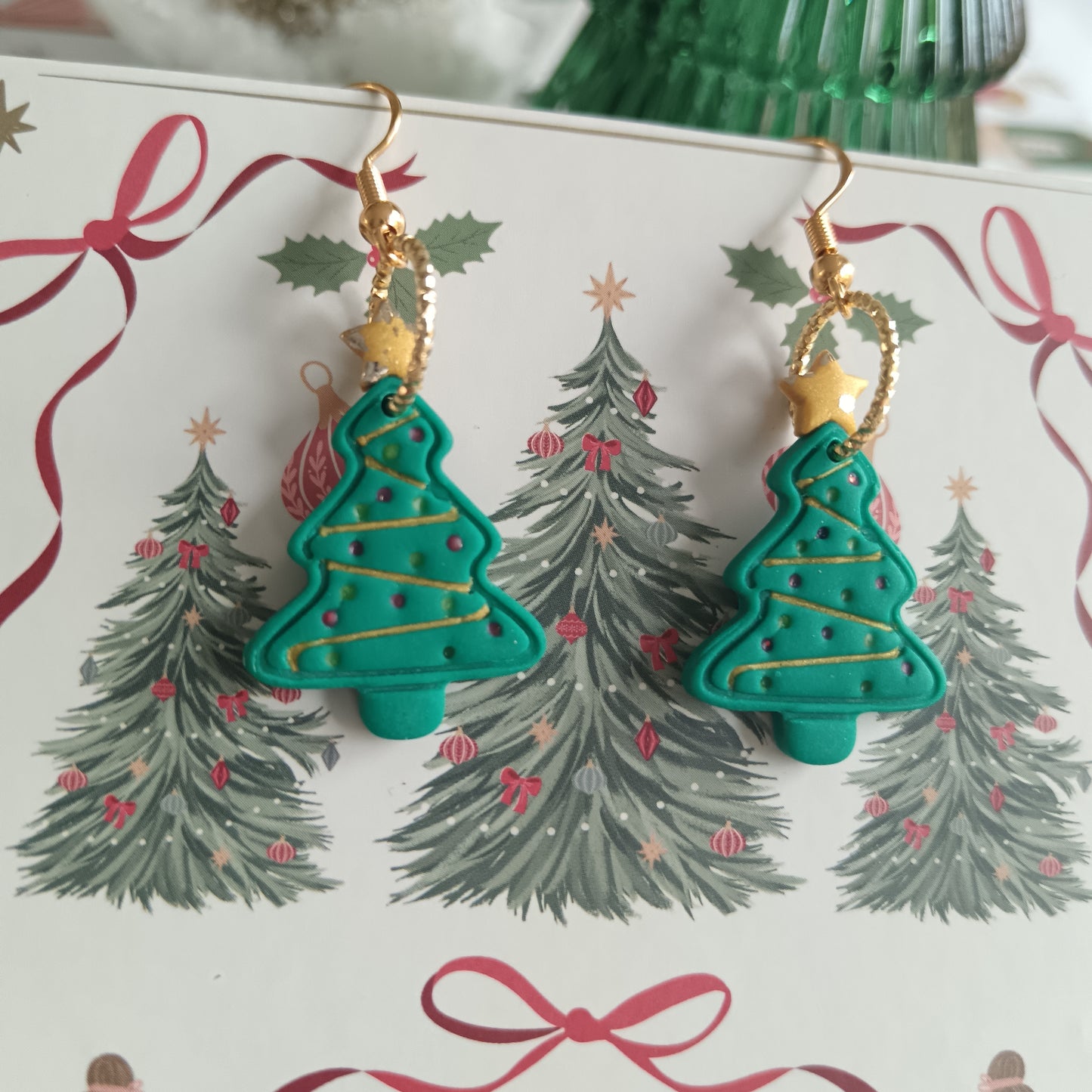 Decorated Christmas Tree Hook Earrings