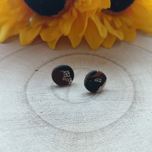 Leopard Print Organic Circle Stud Earrings