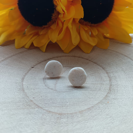 Granite Effect White Organic Circle Stud Earrings