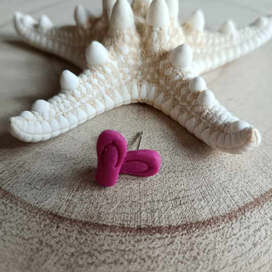 Micro Flip Flop Hot Pink Shimmer Stud Earrings