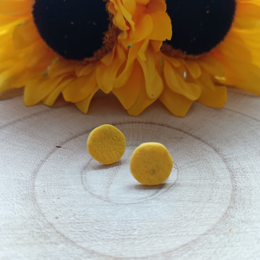 Granite Effect Yellow Organic Circle Stud Earrings