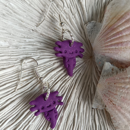Axolotl Purple Pink Shimmer Hook Earrings