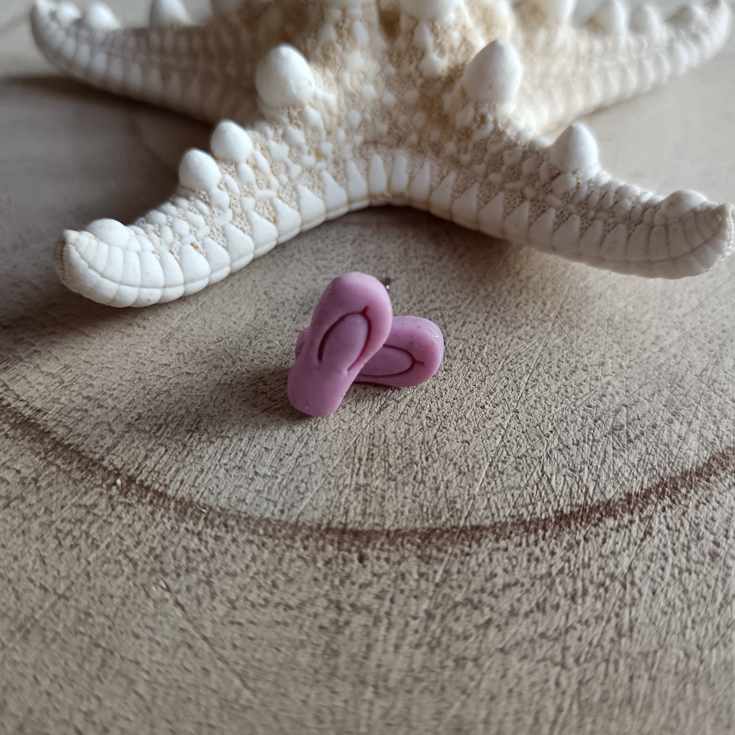 Micro Flip Flop Baby Pink Shimmer Stud Earrings