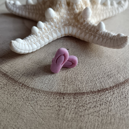 Micro Flip Flop Baby Pink Shimmer Stud Earrings